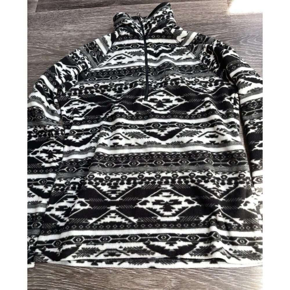 Eddie Bauer Fleece 1/4 Zip Pullover Shirt Sz Medium Sweatshirt Ultra Soft Aztec